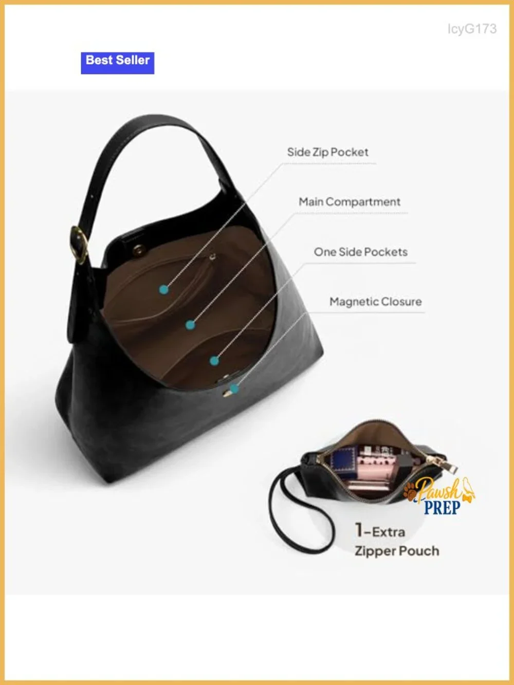 PU Leather Slouchy Hobo Bag Women Large Shoulder Tote with Wallet